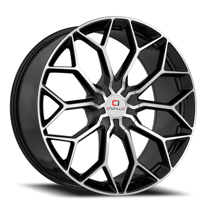 CAVALLO CLV-44 22X8.5 38 5X112/5X114.3 GLOSS BLACK & MACHINED