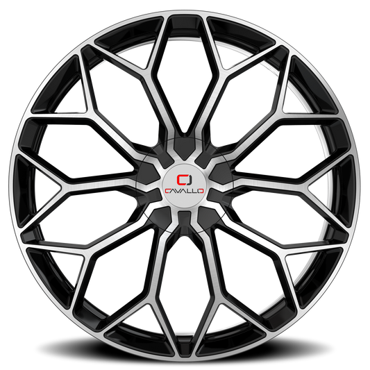 CAVALLO CLV-44 22X8.5 38 5X112/5X114.3 GLOSS BLACK & MACHINED