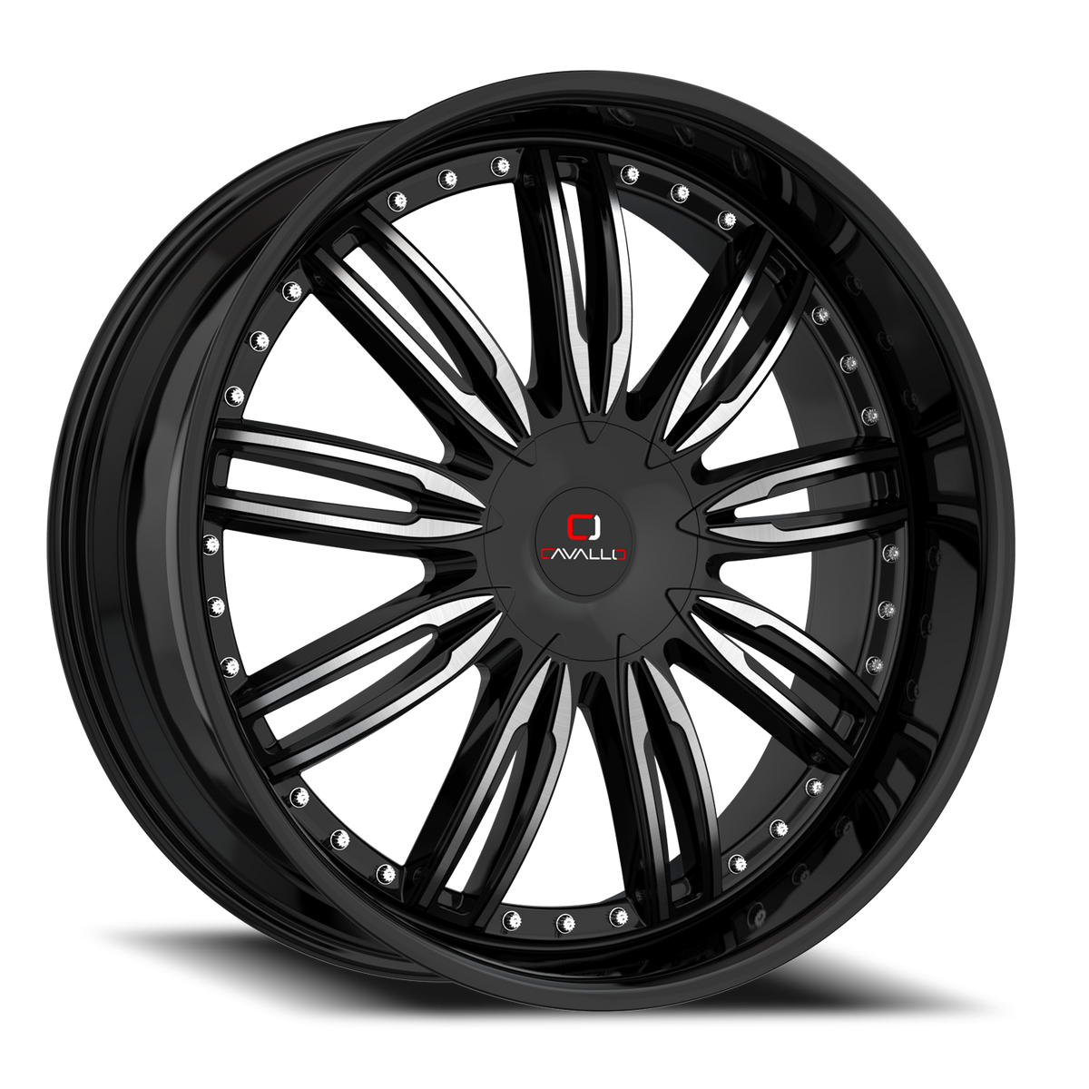 CAVALLO CLV-54 18X8 35 4X100/4X114.3 GLOSS BLACK & MACHINED