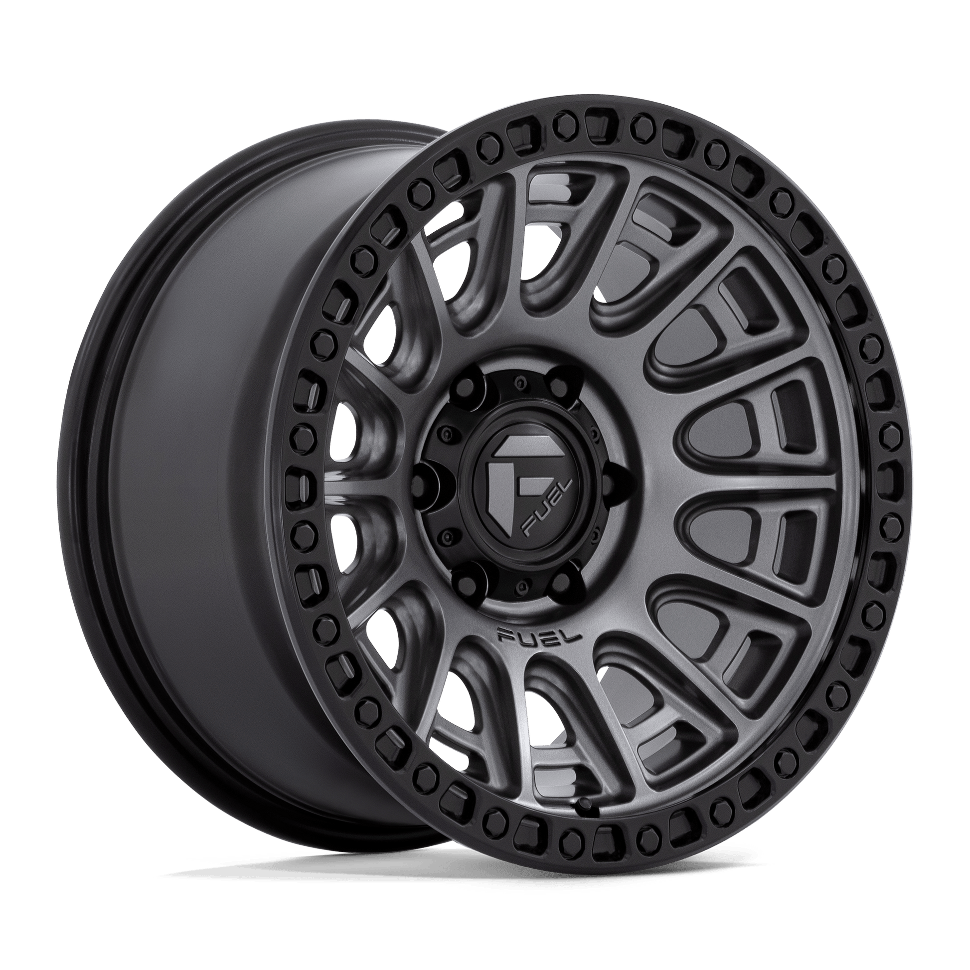 FUEL 1PC D835 CYCLE 17X9 1 6X139.7 MATTE GUNMETAL WITH BLACK RING