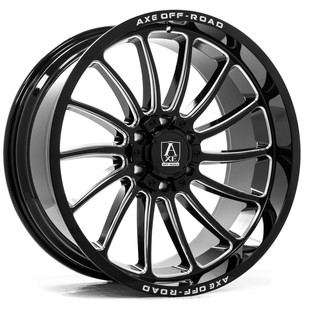 AXE CHRONUS 24x12 -44 8x180 GLOSS BLACK MILLED