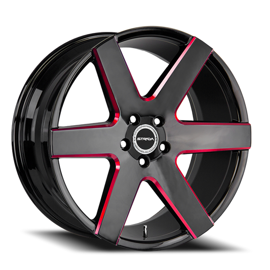 STRADA S60 CODA 20X8.5 35MM 5X112 GLOSS BLACK CANDY RED MILLED | S60051235GBMLR