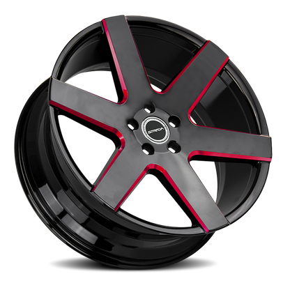 STRADA S60 CODA 22X9.5 24MM 6X139.7 GLOSS BLACK CANDY RED MILLED | S60263924GBMLR
