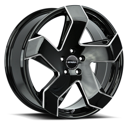 STRADA S65 COLTELLO 24X10 24MM 6X139.7 GLOSS BLACK MILLED EDGE | S65463924GBMLE