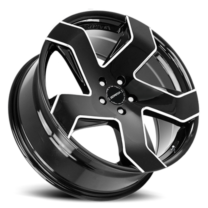 STRADA S65 COLTELLO 24X10 24MM 6X139.7 GLOSS BLACK MILLED EDGE | S65463924GBMLE