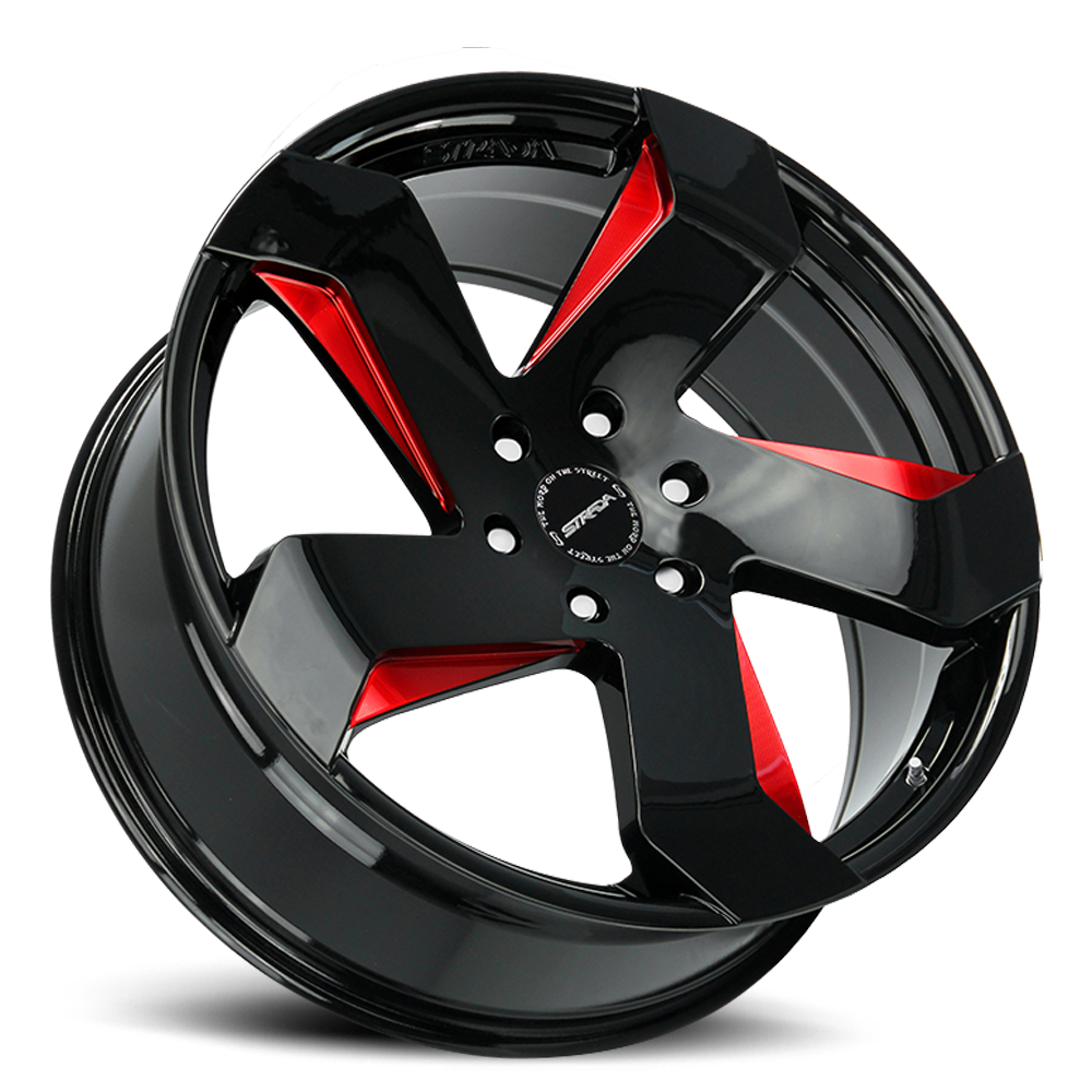 STRADA S65 COLTELLO 24X10 15MM 5X115 GLOSS BLACK CANDY RED MILLED E | S65451515GBMLRE