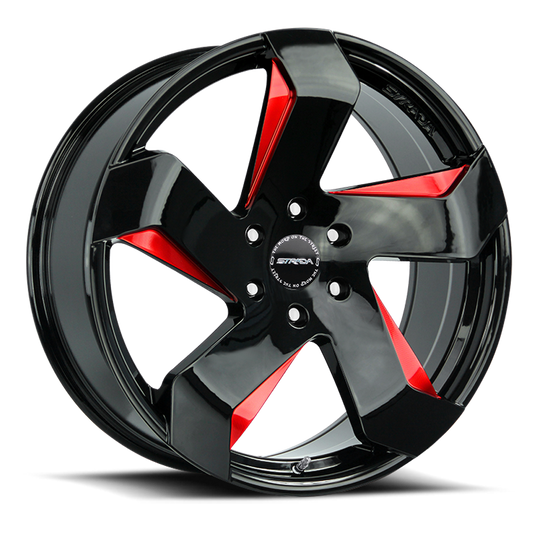 STRADA S65 COLTELLO 24X10 24MM 6X139.7 GLOSS BLACK CANDY RED MILLED E | S65463924GBMLRE