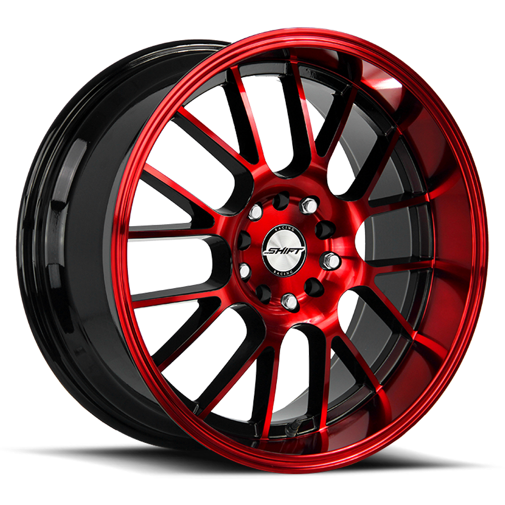 SHIFT H28 CRANK 18X8.5 30MM 5X100/5X114.3 GLOSS BLACK CANDY RED MACHINE | H28850030GBMR