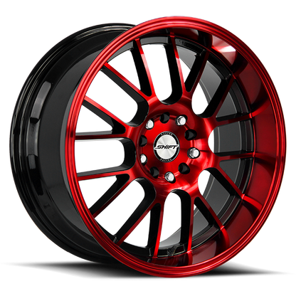 SHIFT H28 CRANK 18X8.5 30MM 5X100/5X114.3 GLOSS BLACK CANDY RED MACHINE | H28850030GBMR