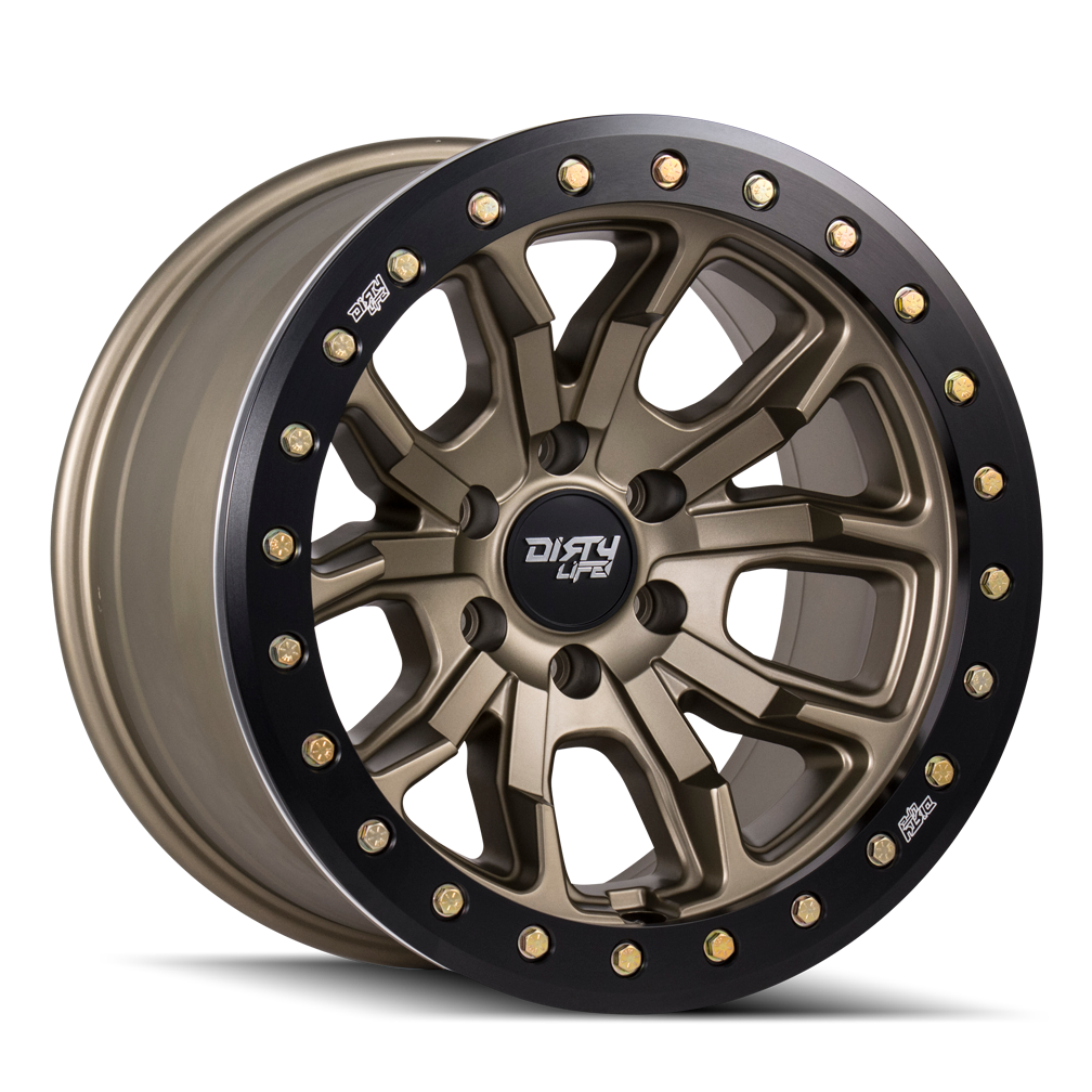 DIRTY LIFE DT-1 9303 17X9 -12 6x139.7 SATIN GOLD W/SIMULATED RING