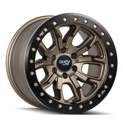 DIRTY LIFE DT-1 9303 17X9 -12 5x127 SATIN GOLD W/SIMULATED RING