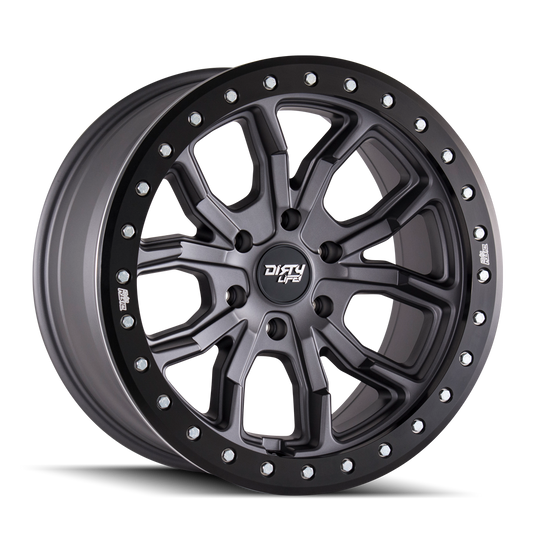 DIRTY LIFE DT-1 9303 17X9 -12 5x127 MATTE GUNMETAL W/SIMULATED RING