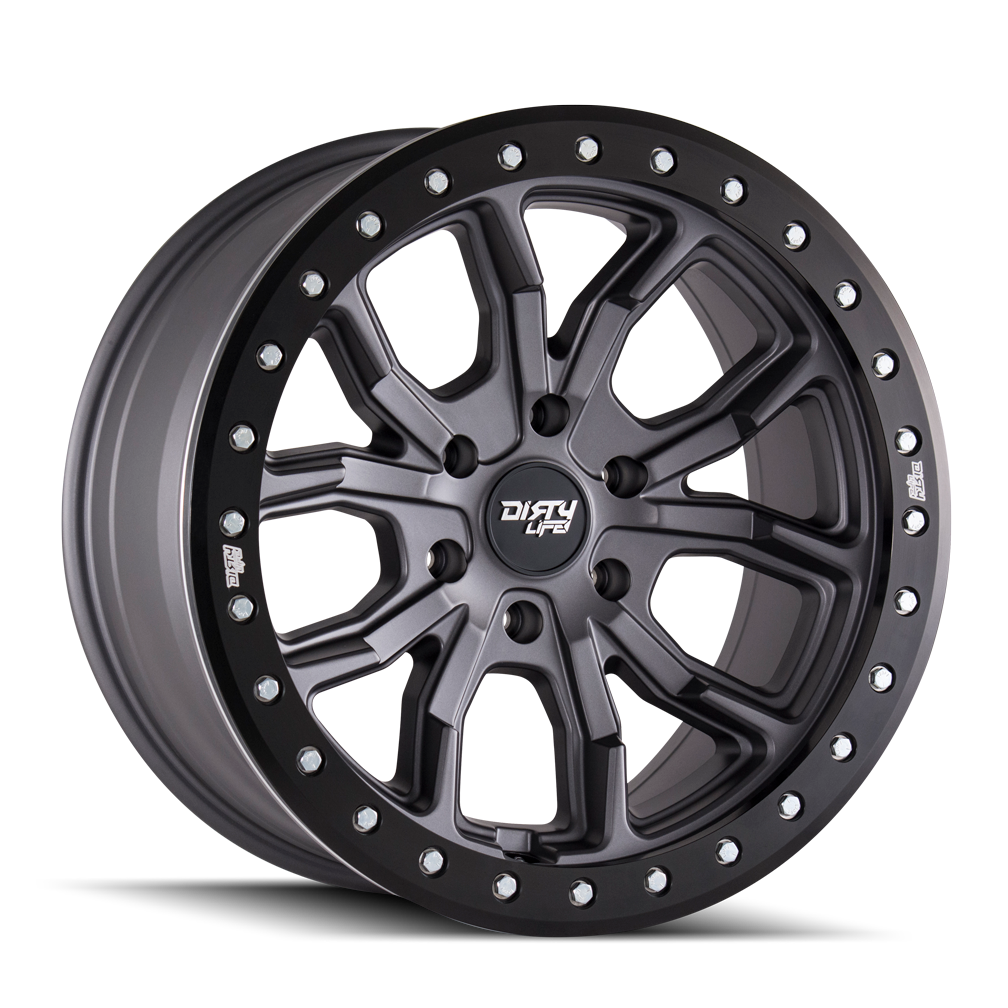DIRTY LIFE DT-1 9303 17X9 -12 5x114.3 MATTE GUNMETAL W/SIMULATED RING