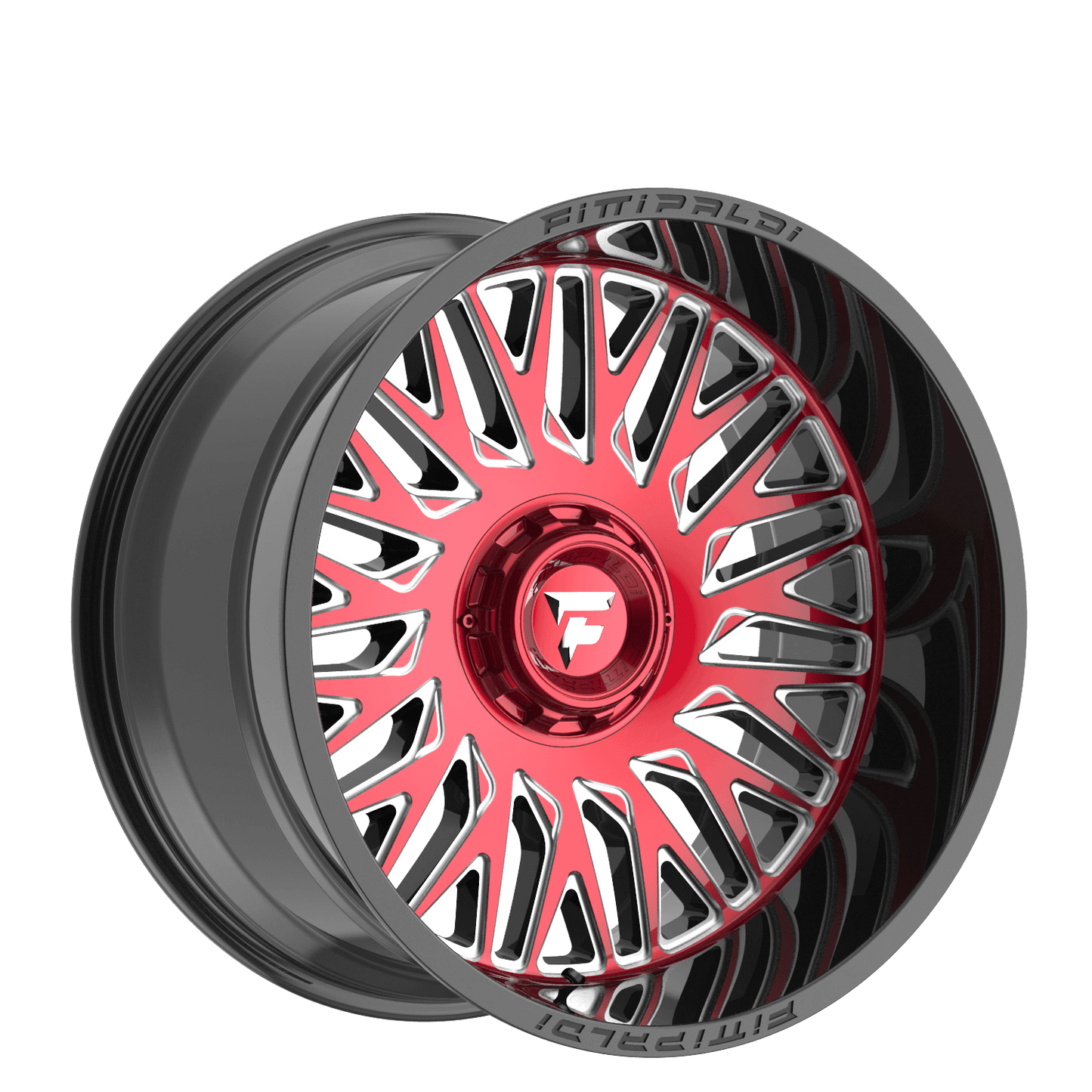 Fittipaldi FA07 26X12 -44 6x135/6x5.50 Gloss Black Machined Face, Red tint, Milled Windows