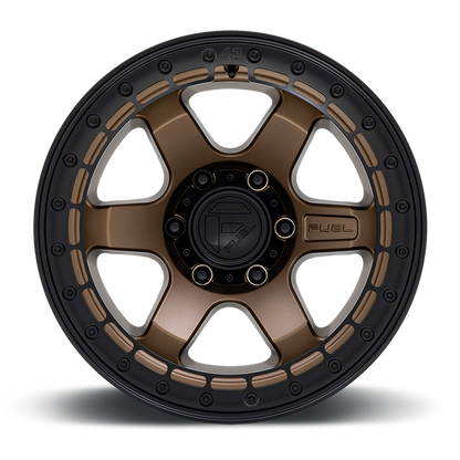 Fuel 1PC D124 BLOCK BEADLOCK 17X8.5 0 6X135/6X5.3 Matte Bronze With Matte Black Ring