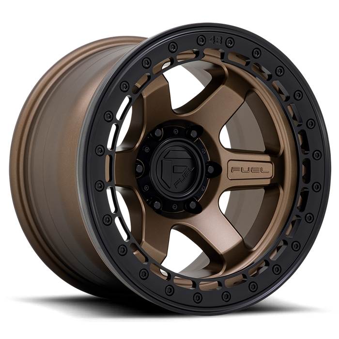 Fuel 1PC D124 BLOCK BEADLOCK 17X8.5 0 6X139.7/6X5.5 Matte Bronze With Matte Black Ring