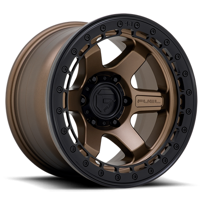 Fuel 1PC D124 BLOCK BEADLOCK 17X8.5 0 6X135/6X5.3 Matte Bronze With Matte Black Ring