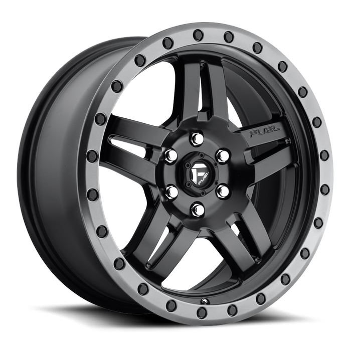 Fuel 1PC D557 ANZA 17X8.5 6 6X139.7/6X5.5 MATTE BLACK GUN METAL RING