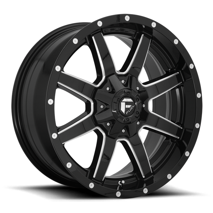 Fuel 1PC D610 MAVERICK 17X8.5 25 5X108/5X127/5X4.25/5.0 GLOSS BLACK MILLED