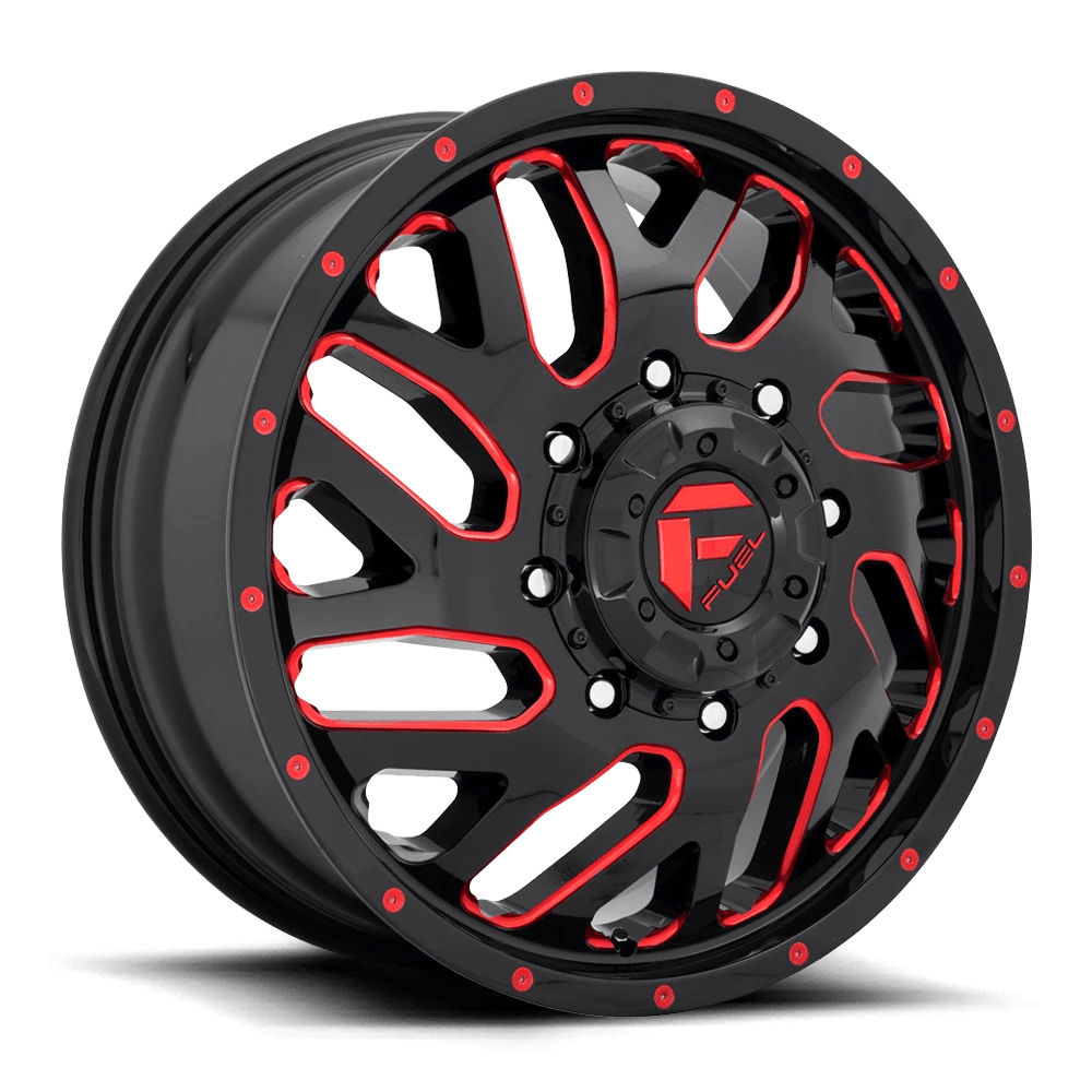Fuel 1PC D656 TRITON 20X8.25 105 8X165.1/8X6.5 GLOSS BLACK RED TINTED CLEAR
