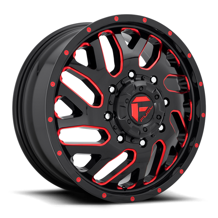 Fuel 1PC D656 TRITON 20X8.25 105 8X165.1/8X6.5 GLOSS BLACK RED TINTED CLEAR