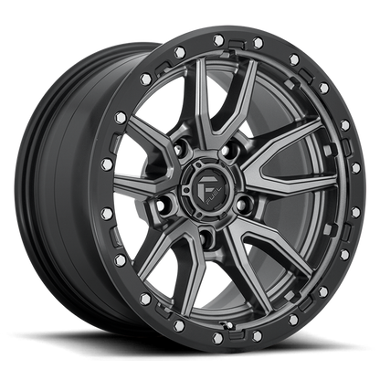 Fuel 1PC D680 REBEL 16X8 1 6X139.7/6X5.5 MATTE GUN METAL BLACK BEAD RING