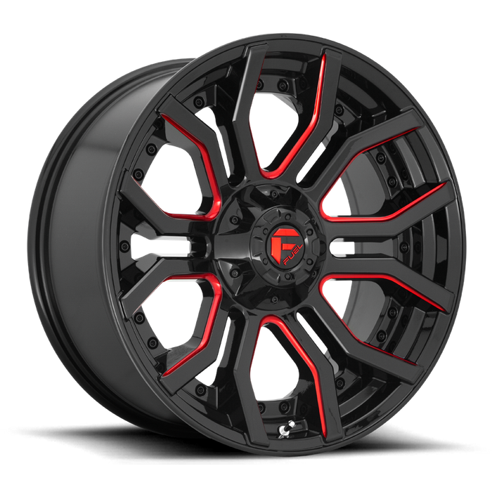 Fuel 1PC D712 RAGE 24X12 -44 5X127/5X139.7/5X5.0/5.5 GLOSS BLACK RED TINTED CLEAR