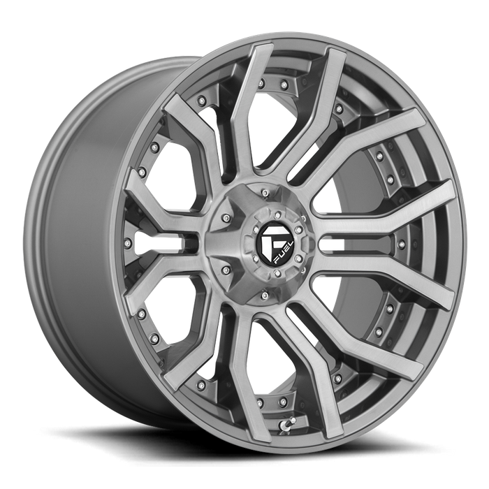 Fuel 1PC D713 RAGE PLATINUM 22X10 -18 6X135/6X5.3/6X139.7/6X5.5 BRUSHED GUN METAL TINTED CLEAR