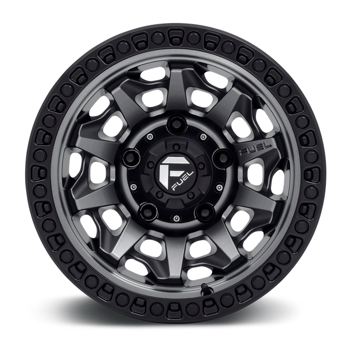 Fuel 1PC D716 COVERT 15X8 -19 5X139.7/5X5.5 Matte Gun Metal Black Bead Ring