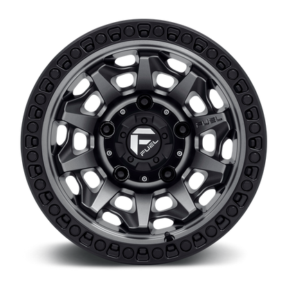Fuel 1PC D716 COVERT 15X8 -19 5X114.3/5X4.5 Matte Gun Metal Black Bead Ring
