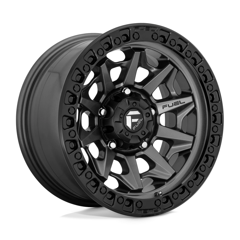 Fuel 1PC D716 COVERT 15X8 -19 5X114.3/5X4.5 Matte Gun Metal Black Bead Ring
