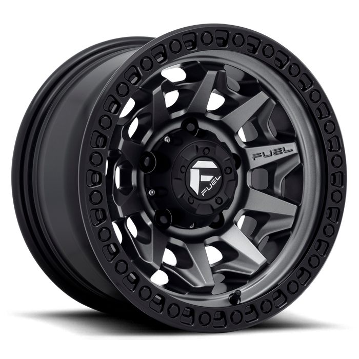 Fuel 1PC D716 COVERT 15X8 -19 6X139.7/6X5.5 Matte Gun Metal Black Bead Ring