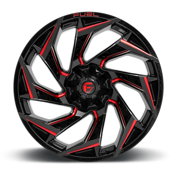 Fuel 1PC D755 REACTION 24X12 -44 5X127/5X139.7/5X5.0/5.5 Gloss Black Milled With Red Tint