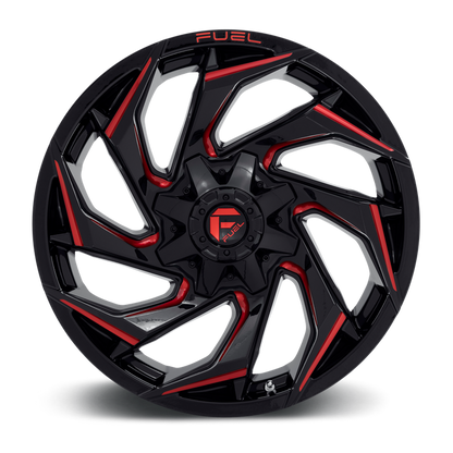 Fuel 1PC D755 REACTION 20X9 1 5X114.3/5X127/5X4.5/5.0 Gloss Black Milled With Red Tint