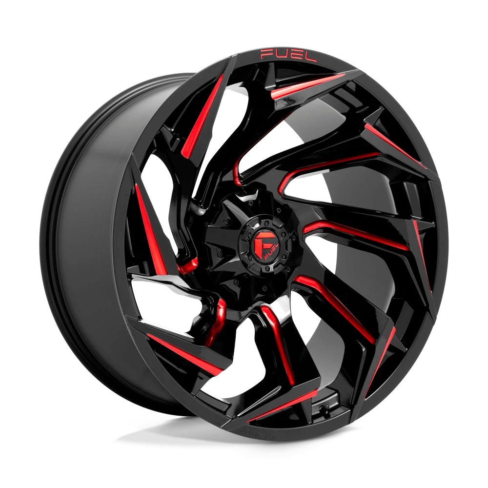 Fuel 1PC D755 REACTION 24X12 -44 8X170/8X6.7 Gloss Black Milled With Red Tint