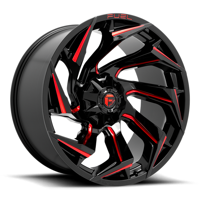 Fuel 1PC D755 REACTION 24X12 -44 8X180/8X7.1 Gloss Black Milled With Red Tint
