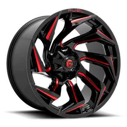 Fuel 1PC D755 REACTION 24X12 -44 8X170/8X6.7 Gloss Black Milled With Red Tint