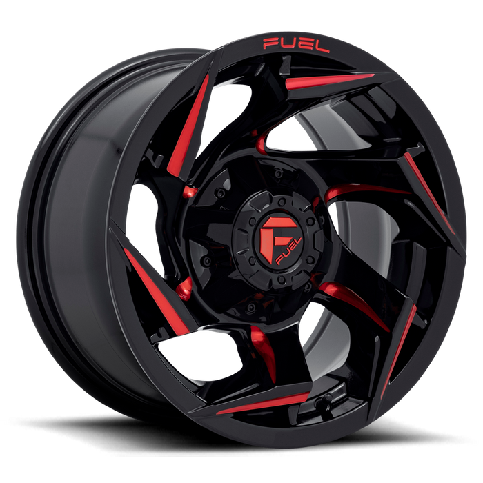 Fuel 1PC D755 REACTION 15X8 -18 5X114.3/5X120.65/5X4.5/4.75 Gloss Black Milled With Red Tint