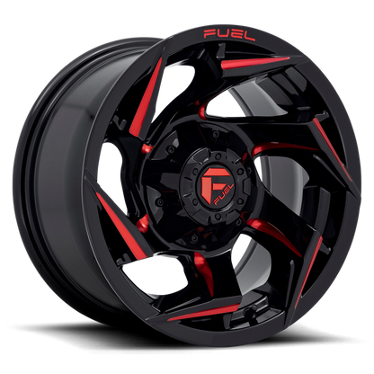 Fuel 1PC D755 REACTION 15X8 -18 5X114.3/5X120.65/5X4.5/4.75 Gloss Black Milled With Red Tint