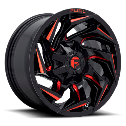 Fuel 1PC D755 REACTION 17X9 -12 6X135/6X5.3/6X139.7/6X5.5 Gloss Black Milled With Red Tint