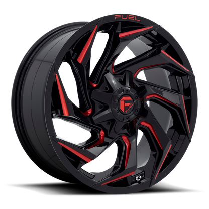 Fuel 1PC D755 REACTION 20X10 -18 8X180/8X7.1 Gloss Black Milled With Red Tint