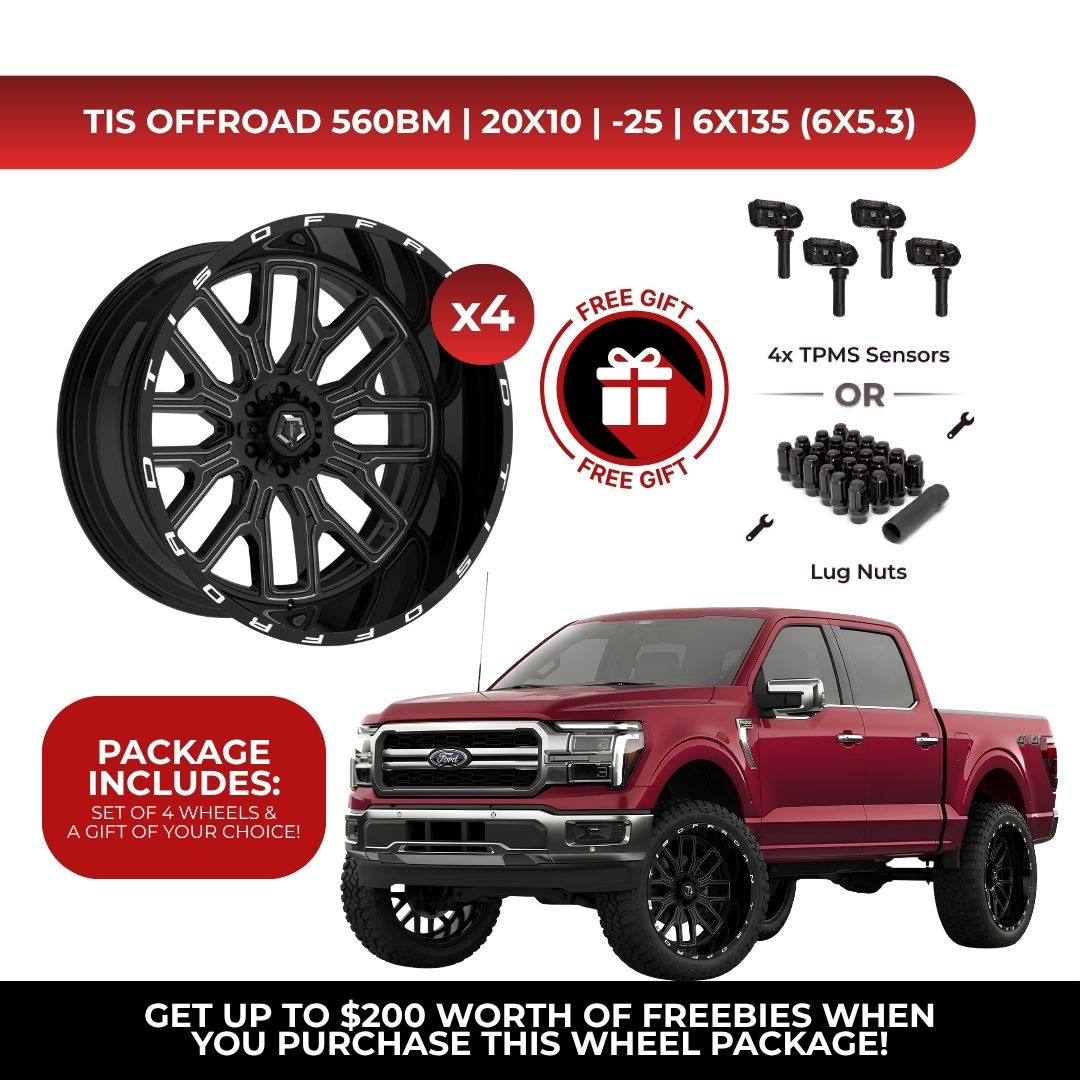 TIS 560BM 20x10 -25 6x135 4pcs | Fits Ford F-150 | Free TPMS Sensors or Lug Nuts