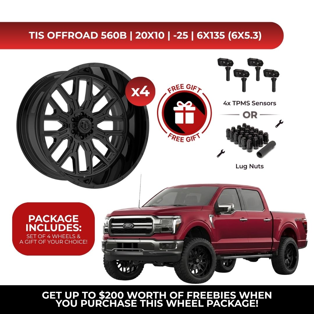 TIS 560B 20x10 -25 6x135 4pcs | Fits Ford F-150 | Free TPMS Sensors or Lug Nuts