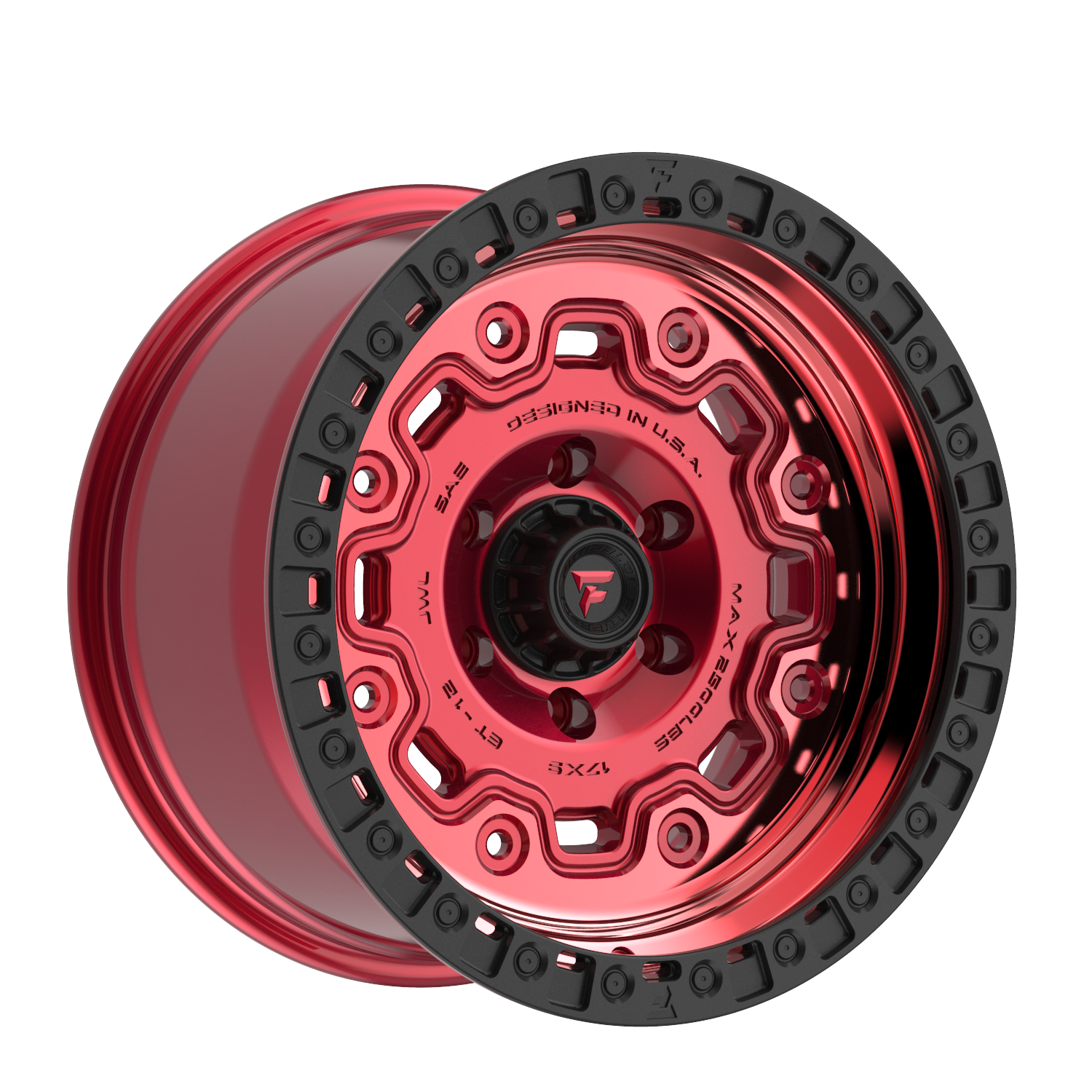 Fittipaldi FT100 20X9 +18 8x6.50 Gloss Red with Machined Face, Red Tint, and Satin Black Lip
