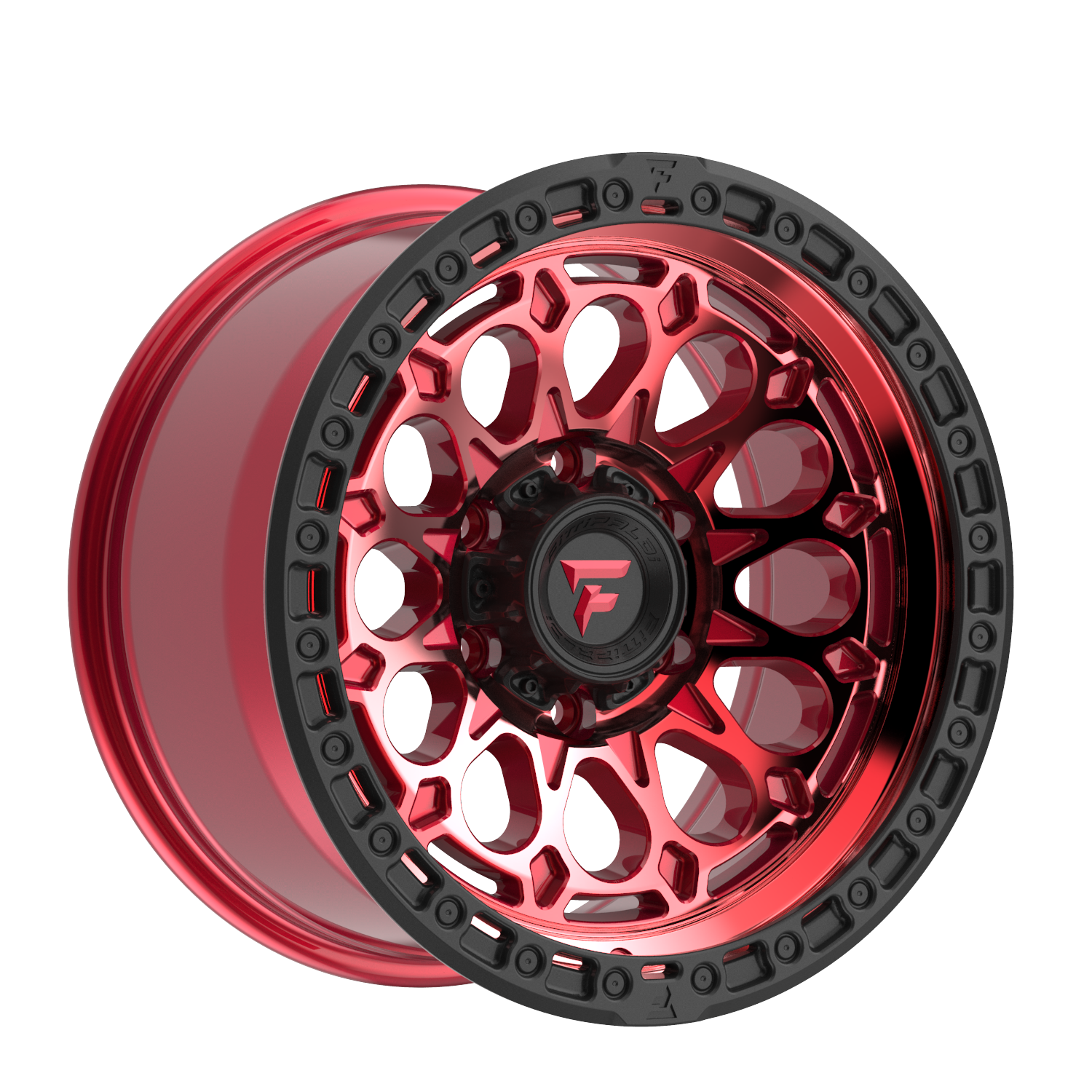 Fittipaldi FT101 17X9 -12 5x5.00 Machined with Red Tint and Black Ring