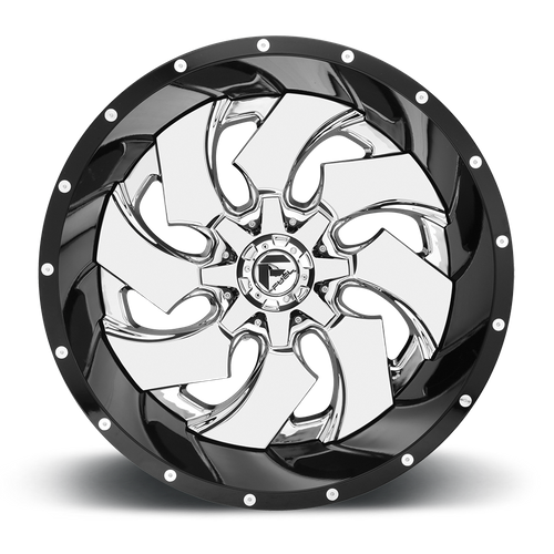 Fuel 2PC D240 CLEAVER 20X12 -44 8X170/8X6.7 CHROME PLATED GLOSS BLACK LIP