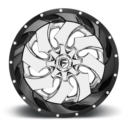 Fuel 2PC D240 CLEAVER 20X12 -44 8X170/8X6.7 CHROME PLATED GLOSS BLACK LIP