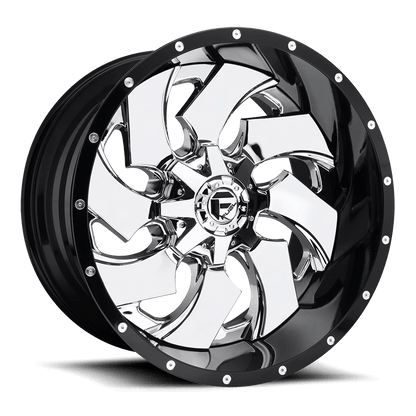Fuel 2PC D240 CLEAVER 20X12 -44 8X170/8X6.7 CHROME PLATED GLOSS BLACK LIP