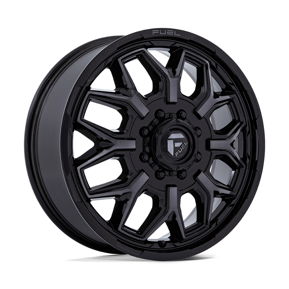 FUEL 1PC D875 FLUX DUALLY 20X8.25 104 8X165.1 GLOSS BLACK BRUSH FC GRAY DDDT