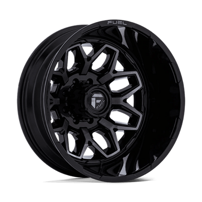 FUEL 1PC D875 FLUX DUALLY 22X8.25 -201 8X165.1 GLOSS BLACK BRUSH FC GRAY DDDT